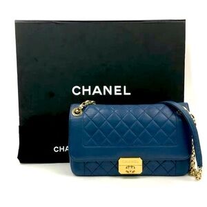 Chanel Blue Quilted Leather Shoulder Bag